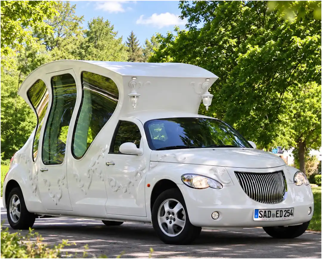 The custom Martyn’s Hochzeitskutsche wedding limousine.